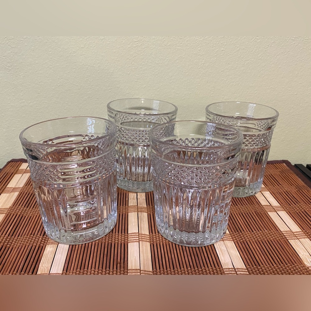 4 Vintage Libbey double old fashioned whiskey lowball glasses (c10)